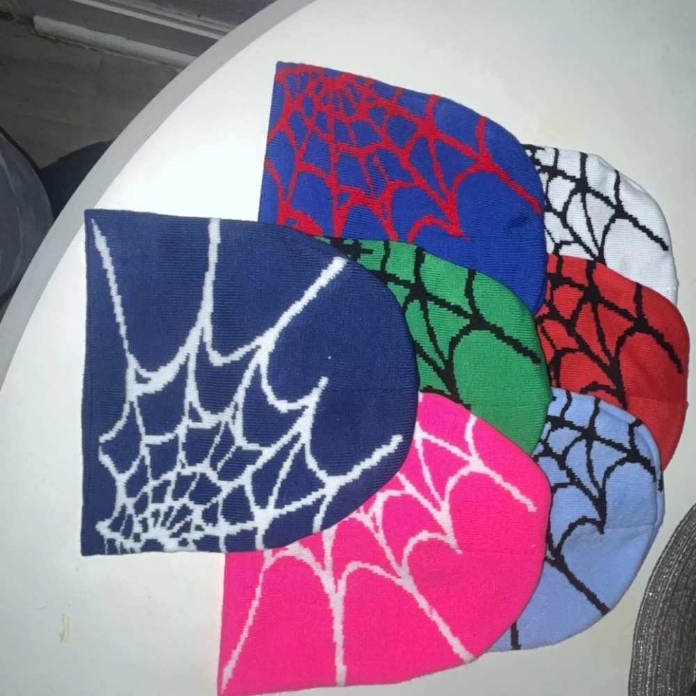 Spider Web Pattern Beanie Set - image 1